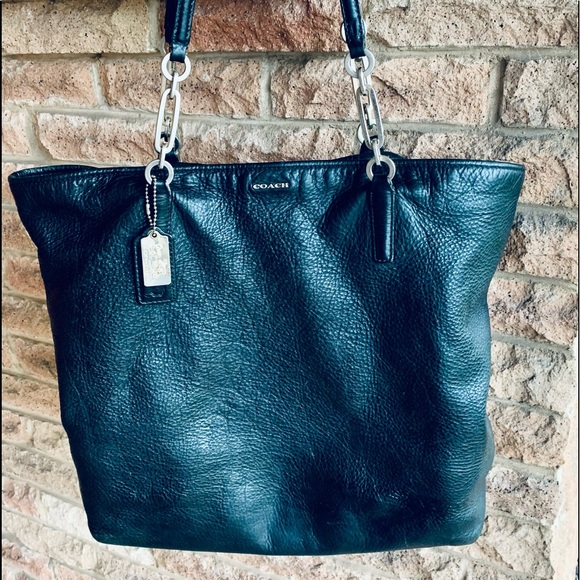 Coach Handbags - Large Black Leather Coach Hobo/Bucket Handbag with Silver Hardware